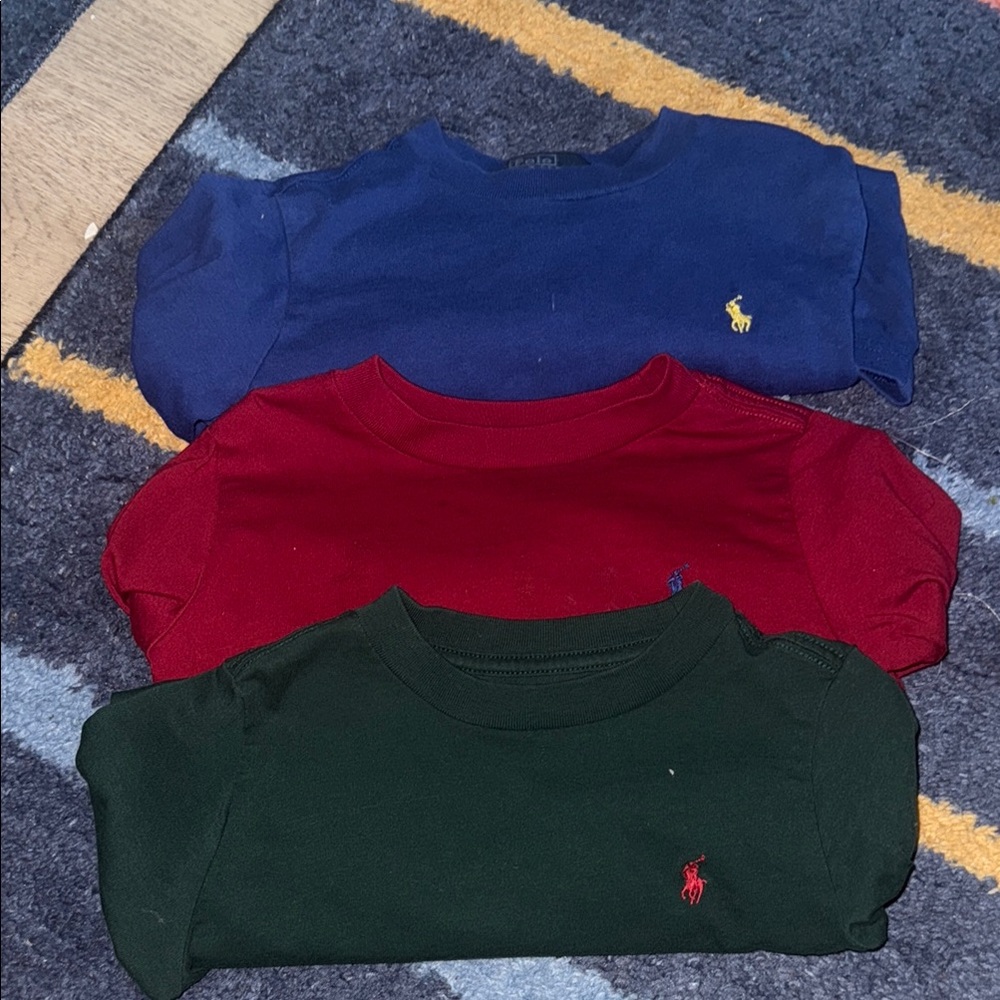 Ralph Lauren Kids' T-Shirt Trio - Navy, Crimson, Forest